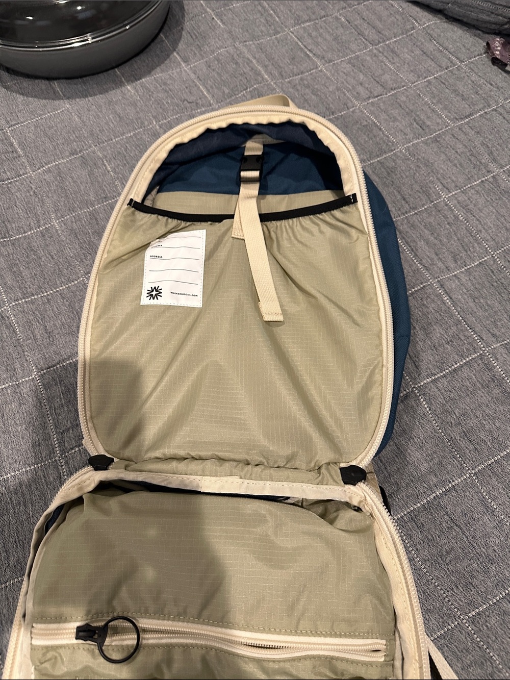 Blue Women's Everyday Backpack with Cream Straps from Walker Family Goods - Picture 3 of 6